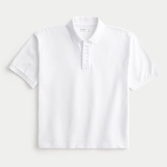Hollister Boxy Crop Washed Polo, White, Large, NWT - Picture 3 of 3